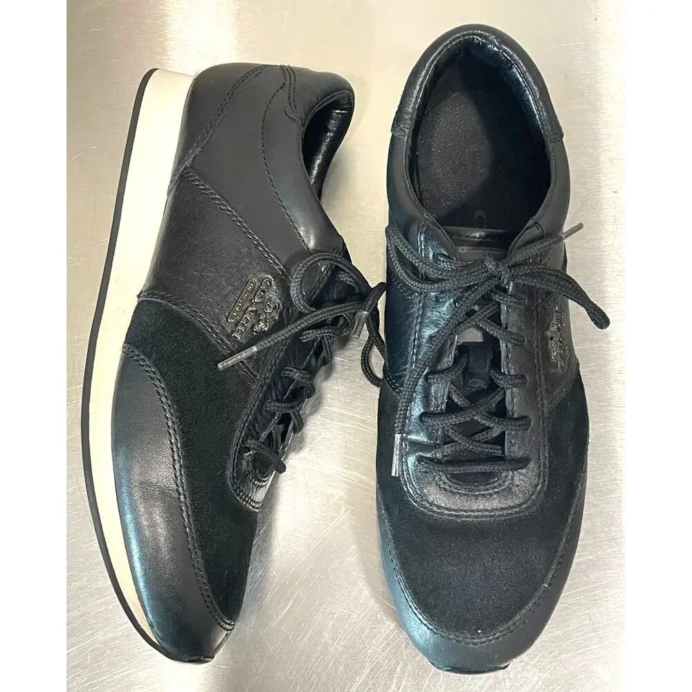 Coach Raylen Sneakers Women's 8 Black Leather Suede Preppy Designer
